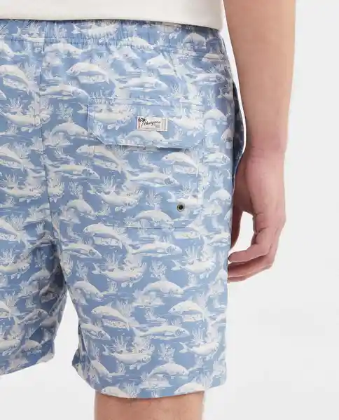 Short Fish Swimwear Azul Empolvado Medio Talla M Chevignon