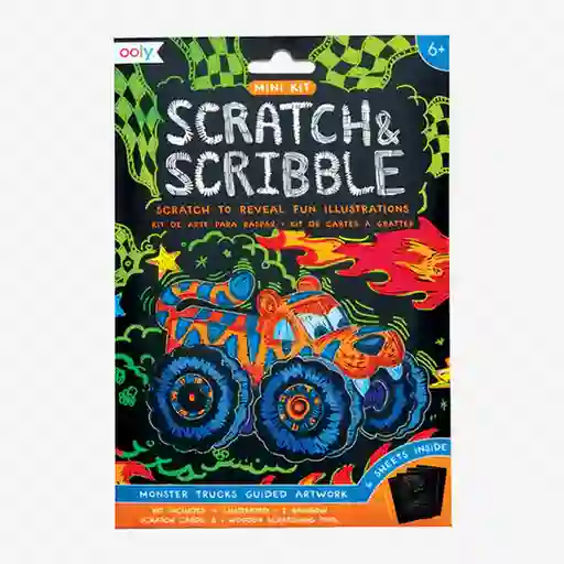 Ooly Kit de Arte Mini Scratch Trucks
