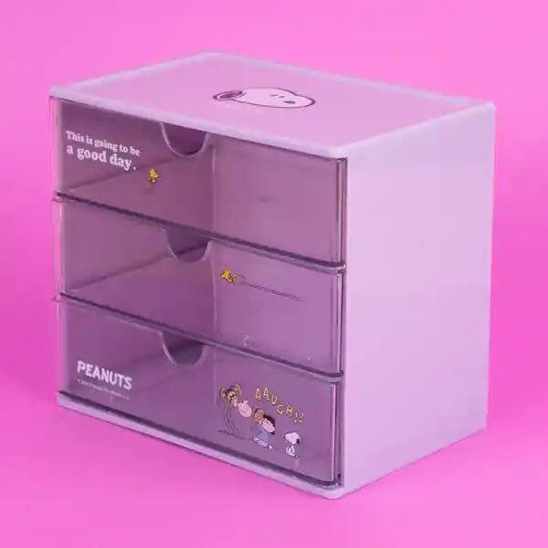 Organizador de Plástico Con Cajones Snoopy Morado Miniso