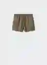 Short Linen Khaki Talla L Mujer Mango