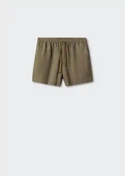 Short Linen Khaki Talla L Mujer Mango