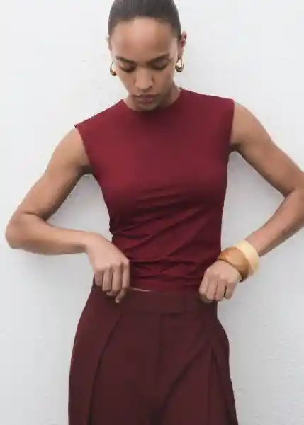 Camiseta Gala Burdeos Talla S Mujer Mango