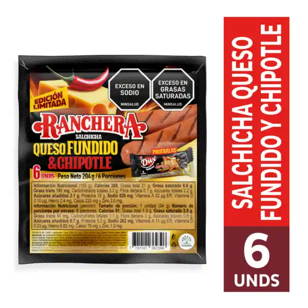 Ranchera Salchicha Queso Fundido Chipotle 204 g