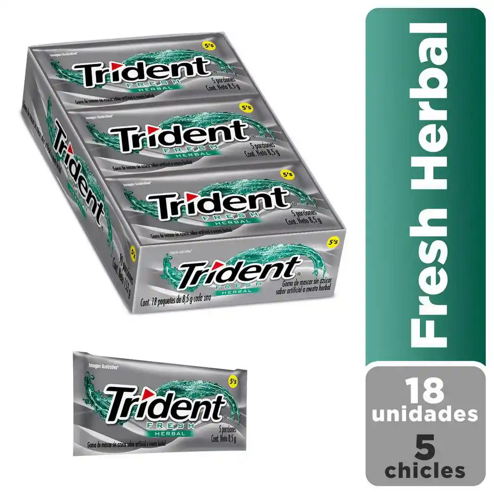 Trident Chicle Menta Herbal Sin Azúcar