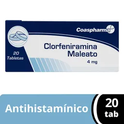 Coaspharma Clorfeniramina Maleato (4 mg) 20 Tabletas