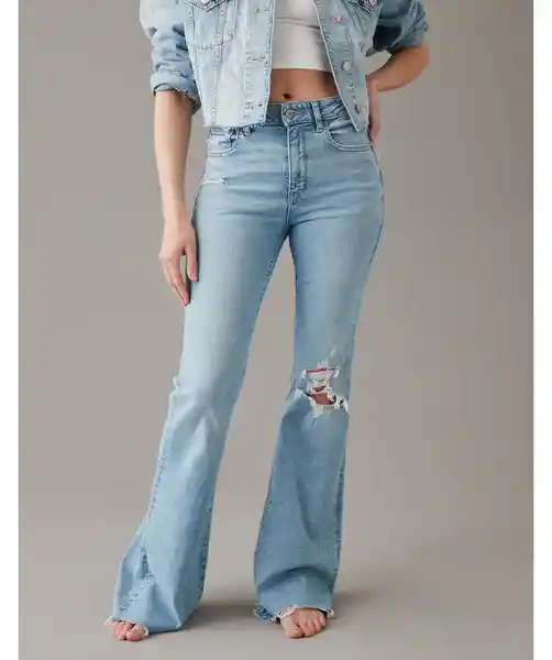 Jean Flare Mujer Azul Claro Talla 12 REGULAR American Eagle