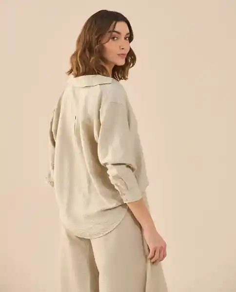 Camisa Beige Perlado Claro Talla M 611G040 Esprit