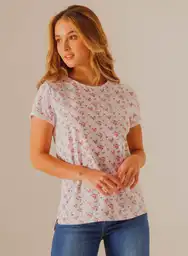 Camiseta Manga Corta Mujer S - Flores