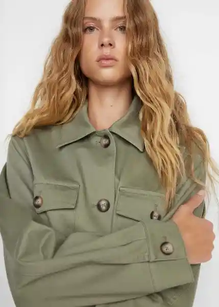 Sobrecamisa Safari Khaki Talla XS Mujer Mango