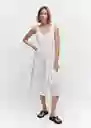 Vestido Bambú Blanco Talla L Mujer Mango