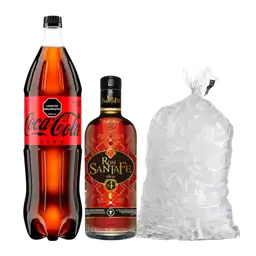 Combo Coca Cola Zero + Ron Santa fe + Hielo