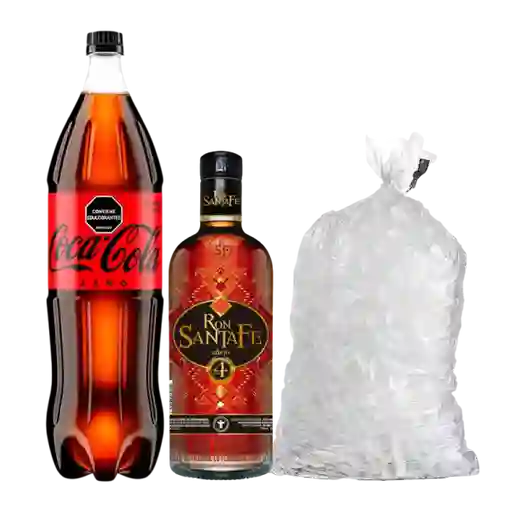 Combo Coca Cola Zero + Ron Santa fe + Hielo