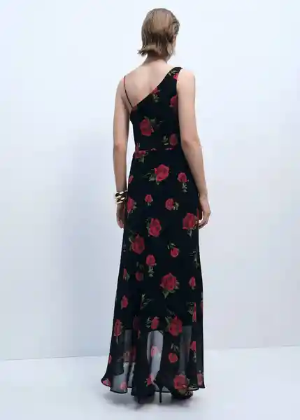 Vestido Rosa Negro Talla S Mujer Mango