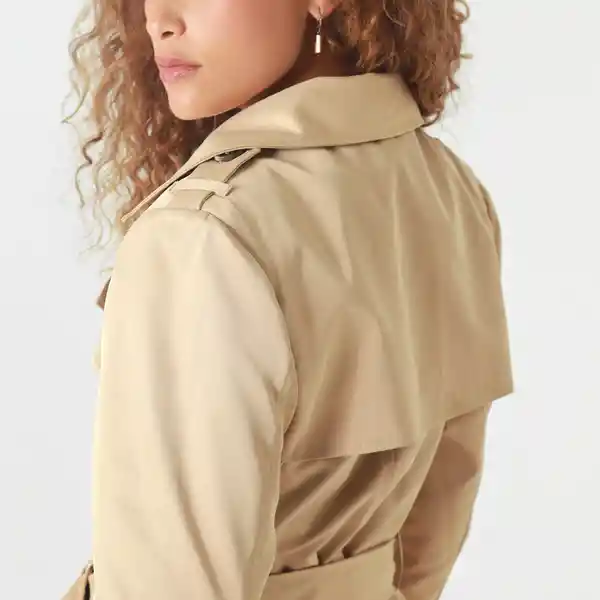 Chaqueta Tipo Gabardina Manga Larga Cuello Café Talla M 719605