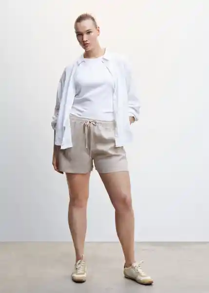 Short Linen Piedra Talla 26 Mujer Mango