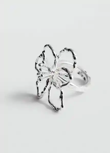 Anillo Flower Plata Talla L Mujer Mango