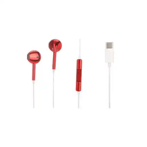 Audífonos Cable Tipo C Mod 2301 Rojo Metálico Miniso