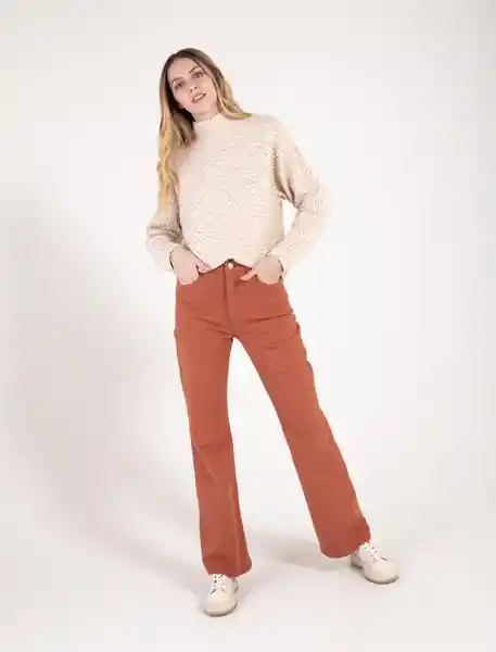 pantalon recto de tiro alto terracota naranja talla 8 mujer Naf-Naf