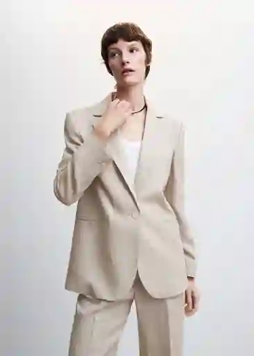 Blazer Americana Salmos Beige Talla M Mujer Mango