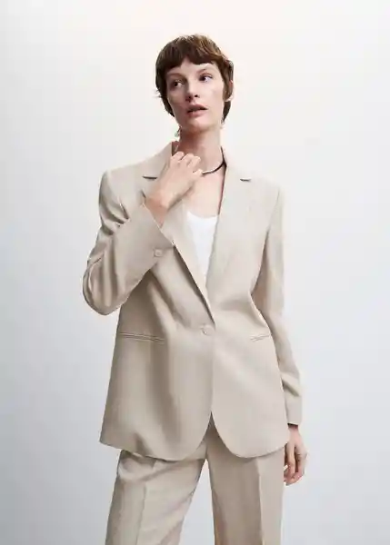 Blazer Americana Salmos Beige Talla M Mujer Mango