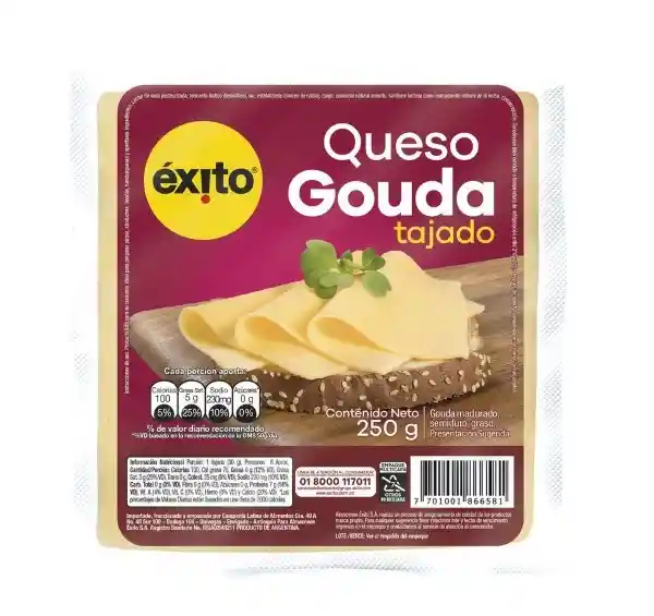  Queso Gouda Tajado  Exito  