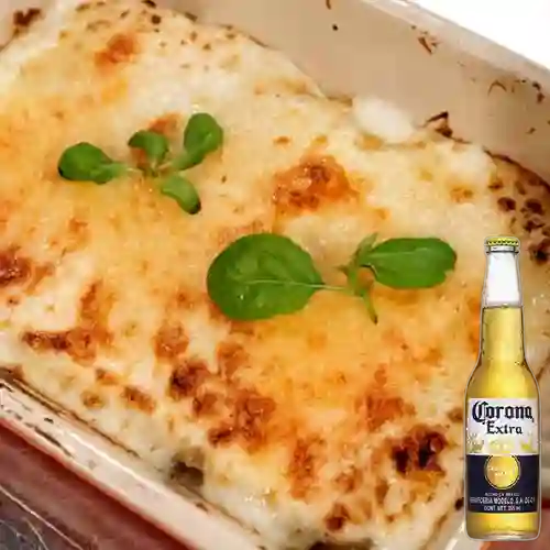 Combo Canelones Pollo + Cerveza Corona Bot. 355ml