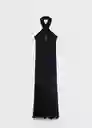 Vestido Rama Negro Talla M Mujer Mango