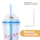 Vaso Plástico Con Pitillo de Serie Mini Family 600 mL Miniso