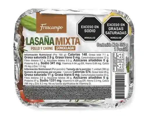 Lasaña Mixta Congelada Frescampo