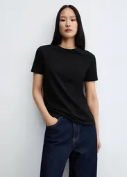 Camiseta Chalaca Negro Talla M Mujer Mango