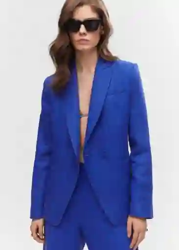 Blazer Americana Linet Azul Talla L Mujer Mango