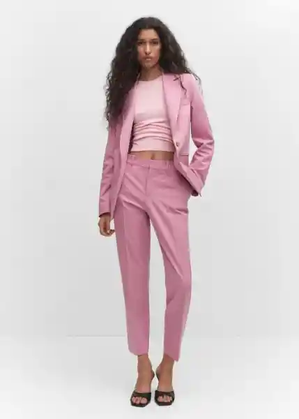 Blazer Americana Boreal Rosa Talla 46 Mujer Mango