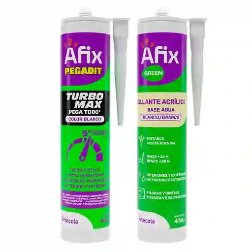 Afix Sellador Turbo Max Blanco + Afix Sellador Acrílico Blanco