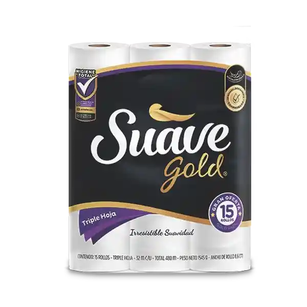 Suave Papel Higiénico Gold Triple Hoja 32 m