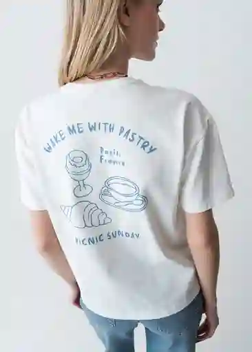 Camiseta Mujer Crudo Vainilla Claro Talla M 403G052 Naf Naf