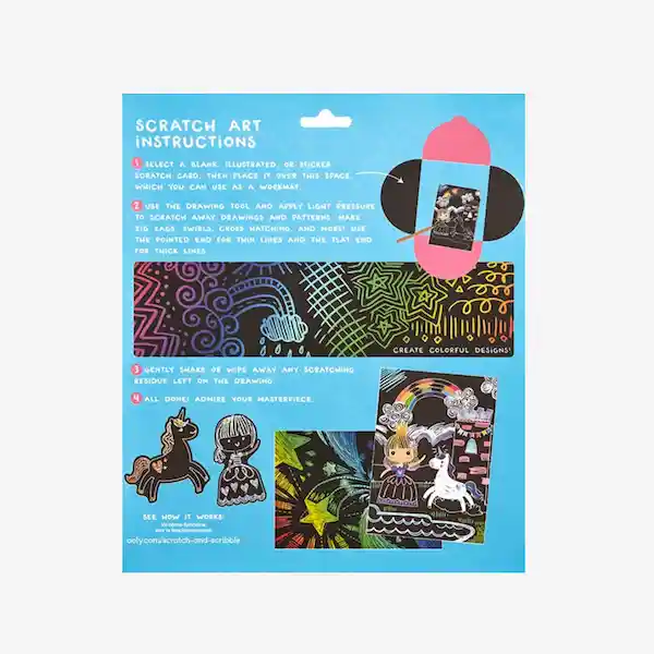 Ooly Kit de Arte Scratch Princess Garden 14.7 x 21 cm