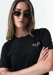 Camiseta Mujer Negro Puro Ultraoscuro Talla M 403G041 Naf Naf