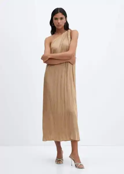 Vestido Amira-A Oro Talla M Mujer Mango