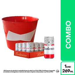 Combo Budweiser Cerveza en Lata 24 Und + Vaso Para Crispetas