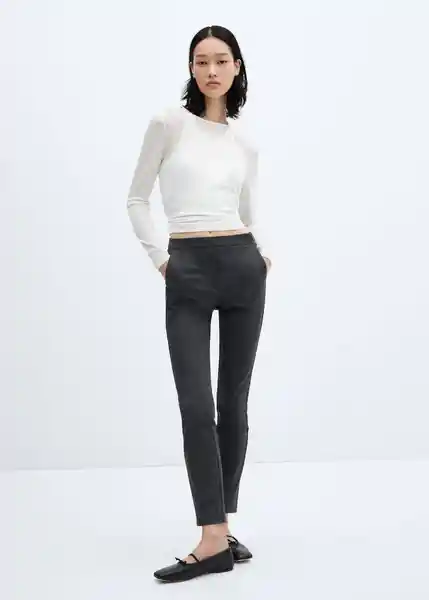 Pantalón Cola Gris Claro Vigoré Talla 32 Mujer Mango