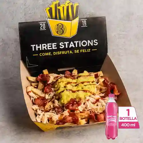 Combo Papas c/ Pollo Premium +Postobón Manzana 400ml