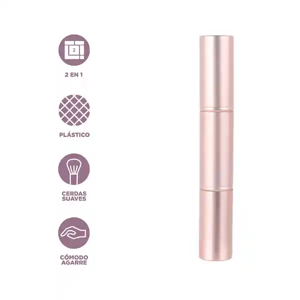 Brocha Maquillaje Retráctil de Doble Punta Serie Rosa Miniso