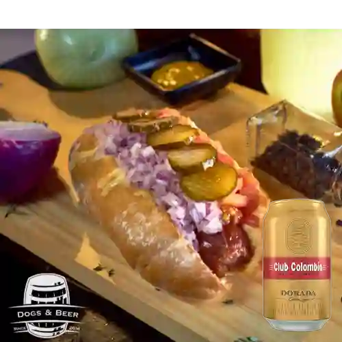 Combo Hot Dog Americano + Club col. Dorada Lta 330ml
