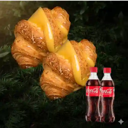 2 Croissant 3 quesos + 2 coca cola