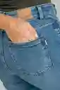 Jean Wide Leg Bolsillo Parche Color Azul Medio Talla 14 Ragged