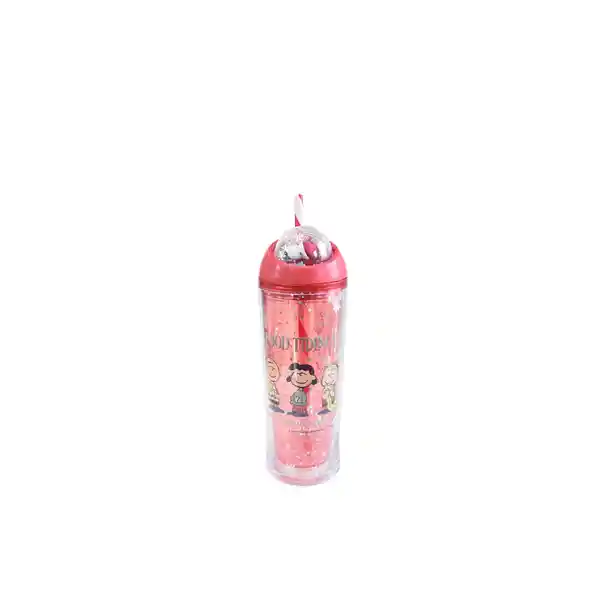 Botella de Pitillo y Bola Giratoria Snoopy Christmas Rojo Miniso