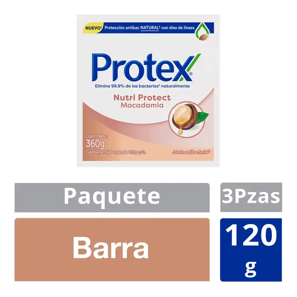 Protex Jabón en Barra Antibacterial Nutri Protect Macadamia