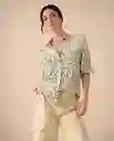 Camisa Verde Óleo Medio Talla M 611G032 Esprit