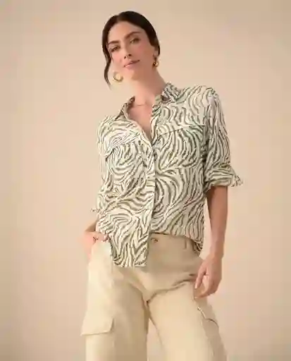 Camisa Verde Óleo Medio Talla M 611G032 Esprit