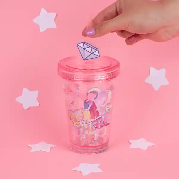 Vaso Plástico Serie Disney Manga Princesas Rosa 320 mL Miniso